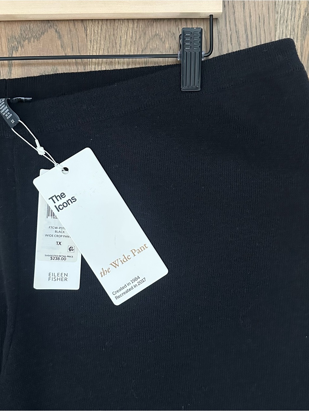 NWT Eileen Fisher Wool Knit Crepe Wide Leg Crop Pant in Black Size 1X - Picture 7 of 12